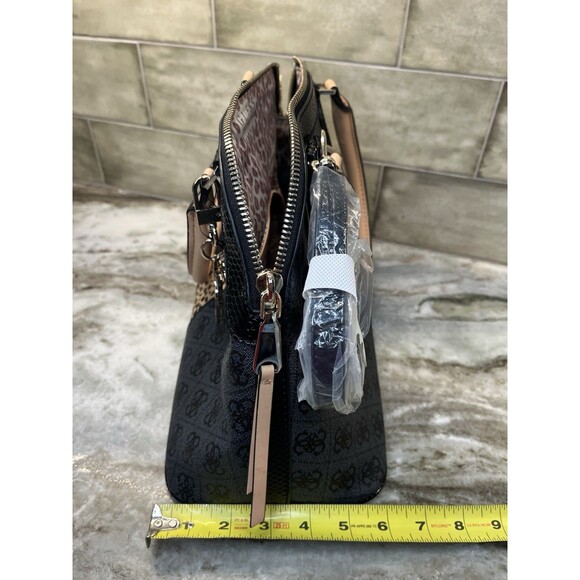 Guess Women's Cheatin' Heart Dome Satchel Black Leopard SL481207 Logo Charm READ - Picture 11 of 16